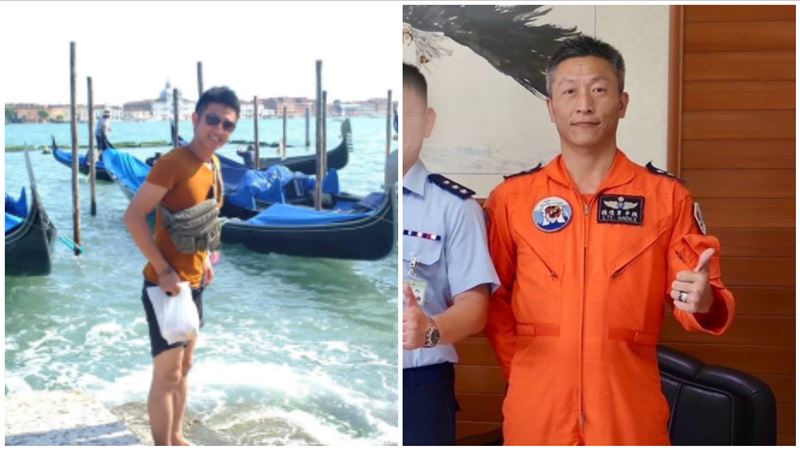 空軍T-34訓練時墜毀，兩名資深飛官盧季佑中校（右）、過俊男中校（左）不幸殉職。 圖：翻攝自臉書