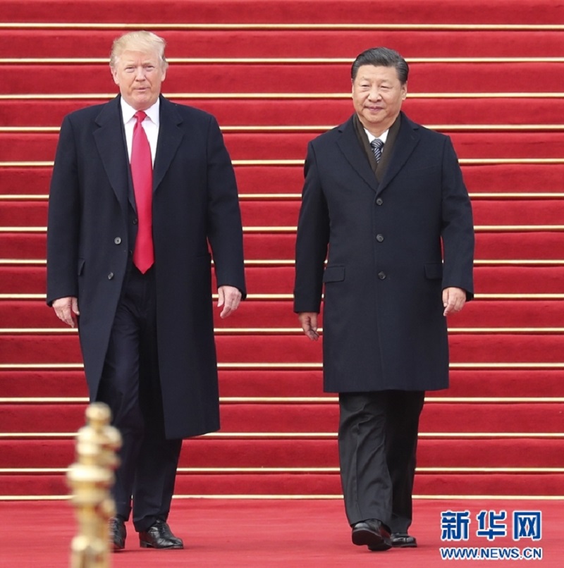 美國總統川普與中國國家主席習近平9日在北京舉行雙邊會談，會後記者會上，兩人都未觸及台灣議題。 圖：翻攝新華網