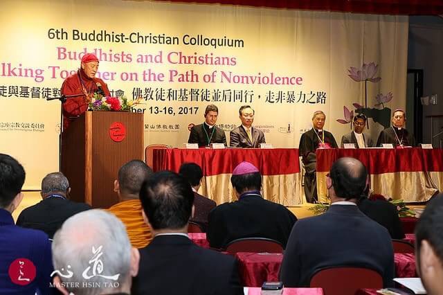 第六屆佛教徒與基督徒對話國際研討會，今(13)日上午在新北市聖山寺舉辦研討會開幕禮。 圖：靈鷲山／提供