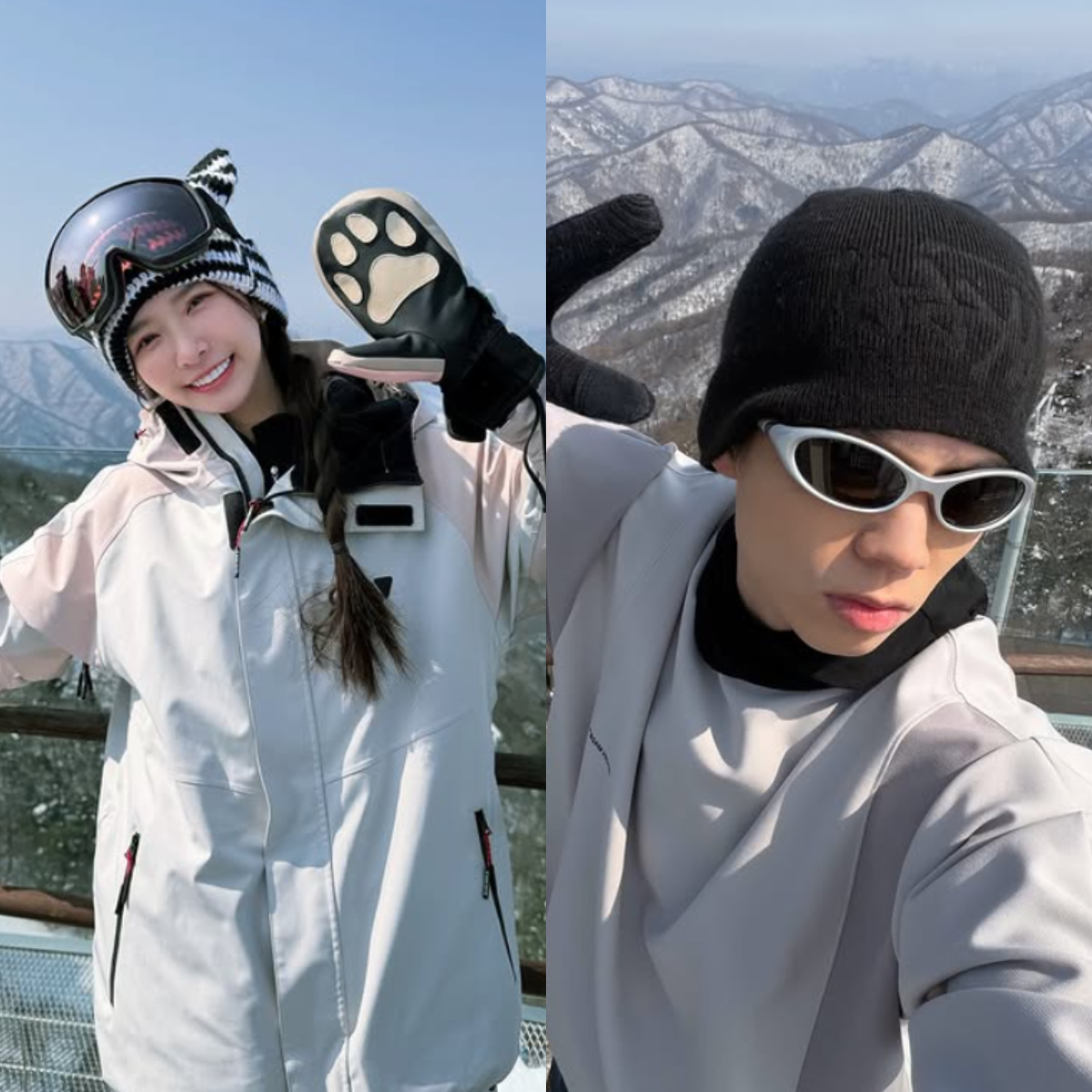 有網友發現，近期兩人都恰好在社群平台曬出去韓國滑雪的照片。 圖：翻攝自禾羽、派偉俊IG