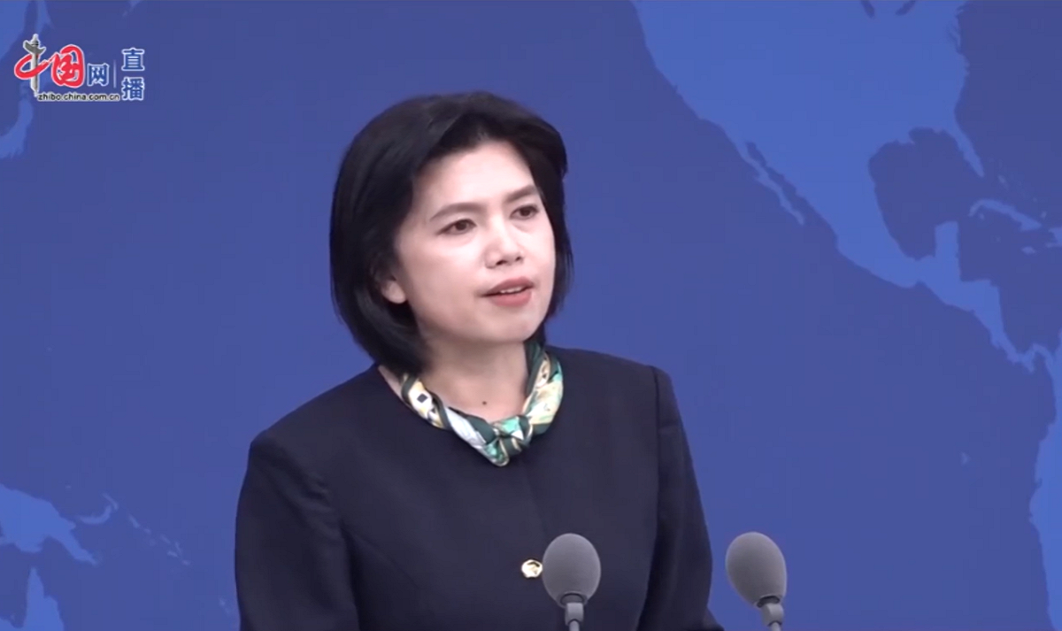 國台辦發言人朱鳳蓮今（3）天對此強調，「台灣是中國的台灣，台灣的未來只能也必須由包括台灣同胞在內的14億多中國人民共同決定」。 圖：擷自中國網直播畫面
