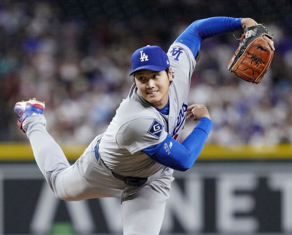 美國職棒大聯盟MLB洛杉磯道奇日籍球星大谷翔平3日先發6局無失分。（共同社）