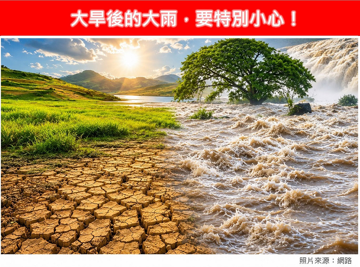 「林老師氣象站」指出，大旱後的接連暴雨，是氣候變遷下最致命的「旱澇交替」現象。 圖：取自林老師氣象站