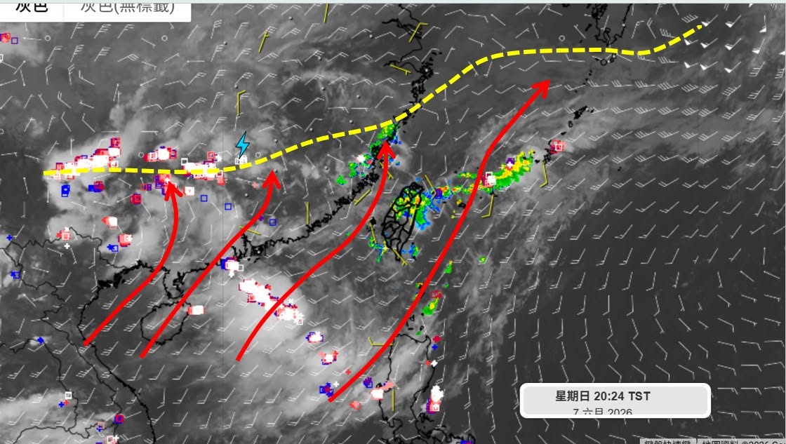 受到梅雨鋒面加上西南氣流影響，本週天氣將極度不穩定。 圖：吳聖宇臉書粉專