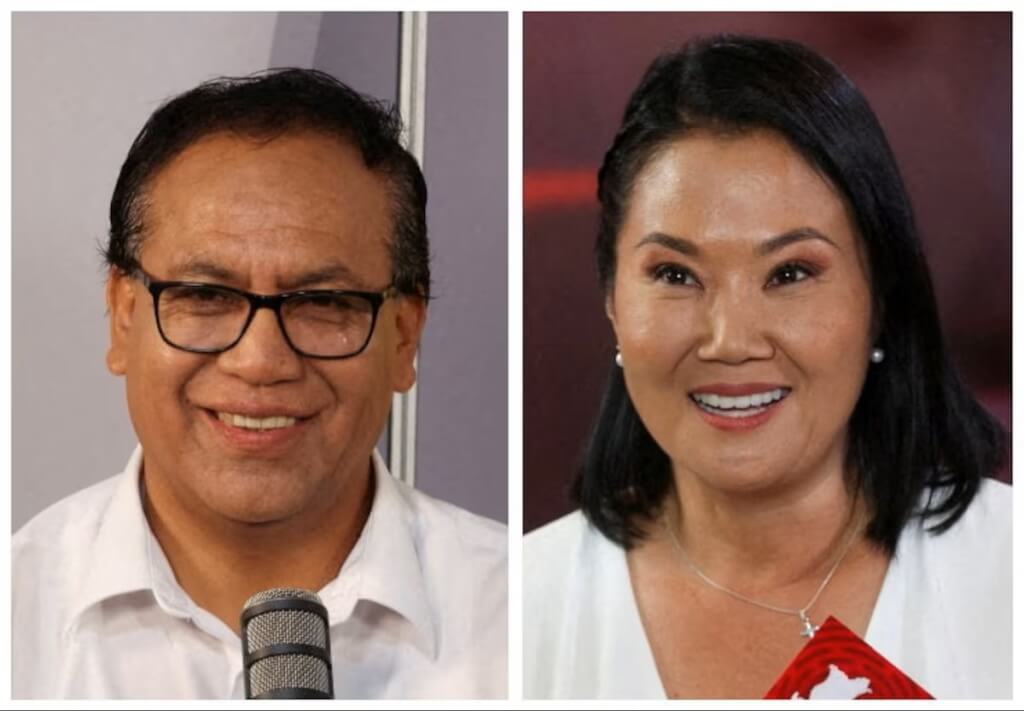 現任左派國會議員桑傑士（左）與前獨裁總統藤森謙也的女兒藤森惠子（右）在秘魯大選對決。（路透社） 圖：中央社提供
