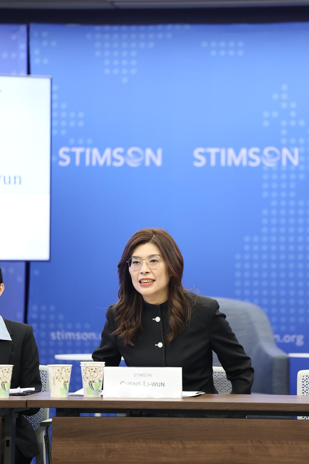 國民黨主席鄭麗文出席史汀生中心的座談。 圖：國民黨提供