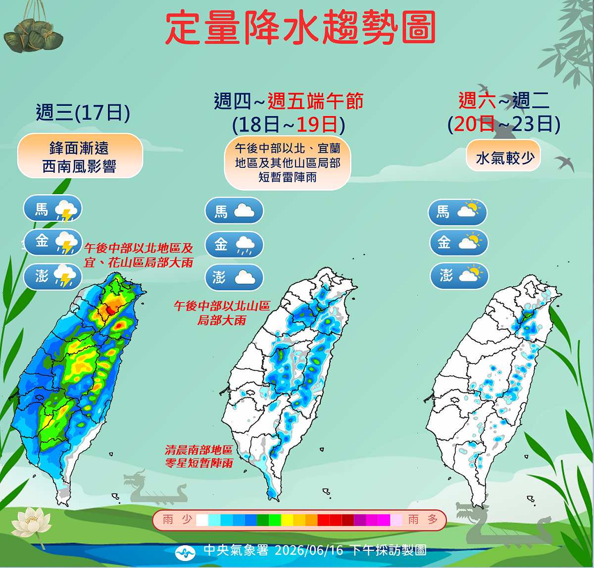 未來一週降雨趨勢。 圖：氣象署／提供