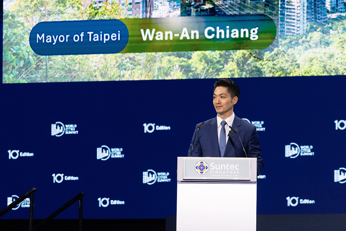 台北市長蔣萬安本月15日出席新加坡2026李光耀世界城市獎講座，並發表演講。 圖：台北市政府/提供
