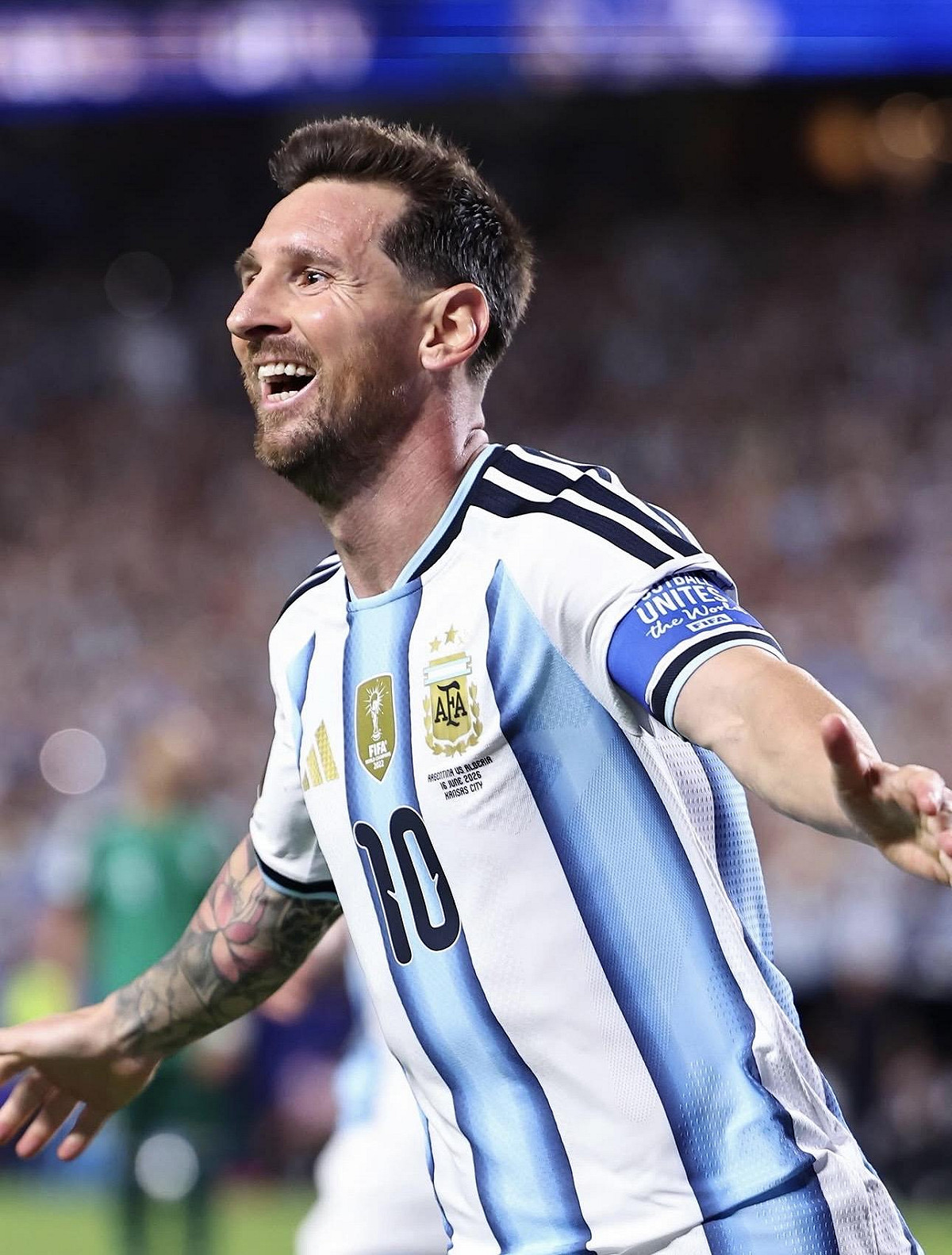 阿根廷球星梅西（Lionel Messi）正式宣布退出國家隊，結束長達 21 年的藍白生涯。 圖：World Cup/IG