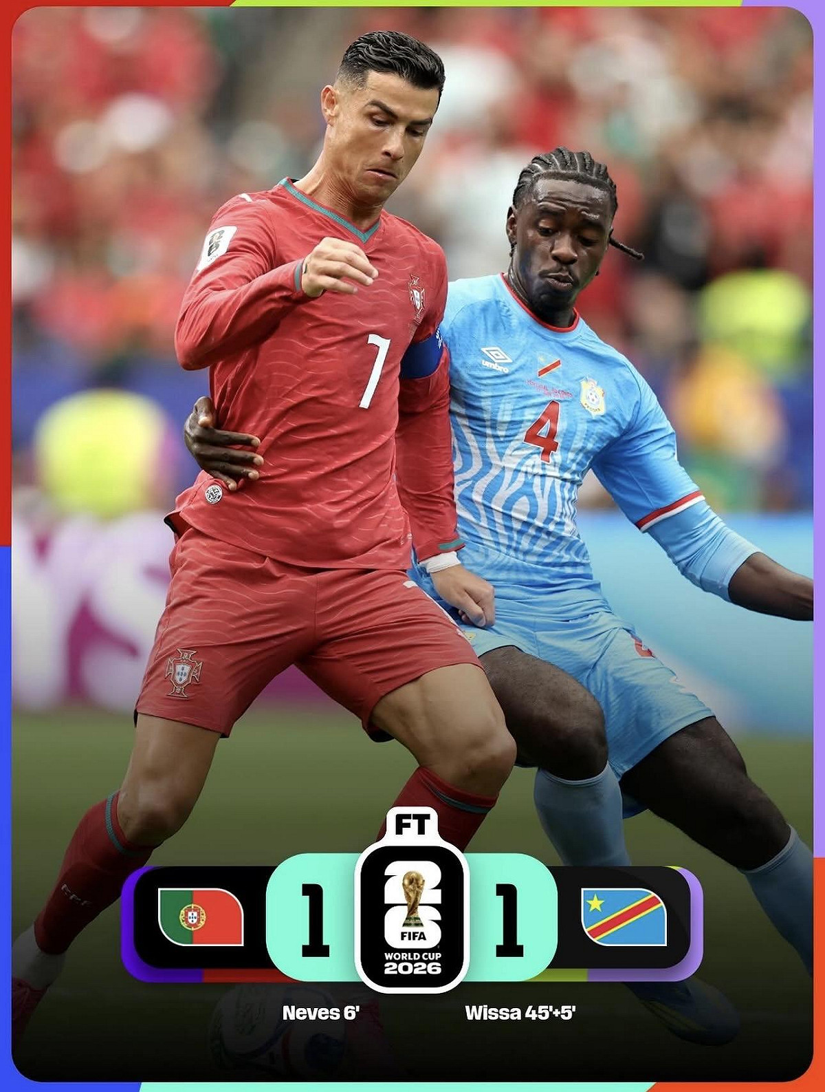 葡萄牙世界盃小組賽首戰慘遭剛果逼和。 圖：World Cup/IG