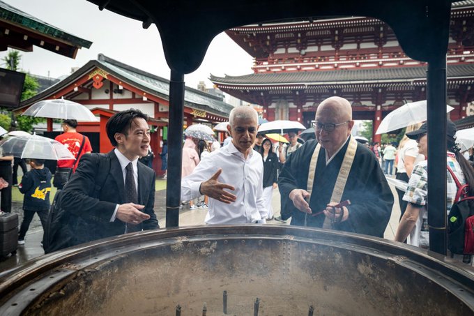 倫敦市長薩迪克·汗（中）在東京訪問 圖：翻攝薩迪克·汗Ｘ