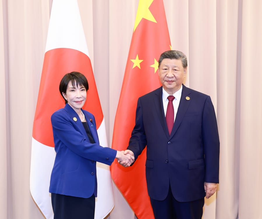 日本首相高市早苗去年曾在韓國亞太經合會上與中國國家主席會晤。 圖：翻攝自新華社（資料照）
