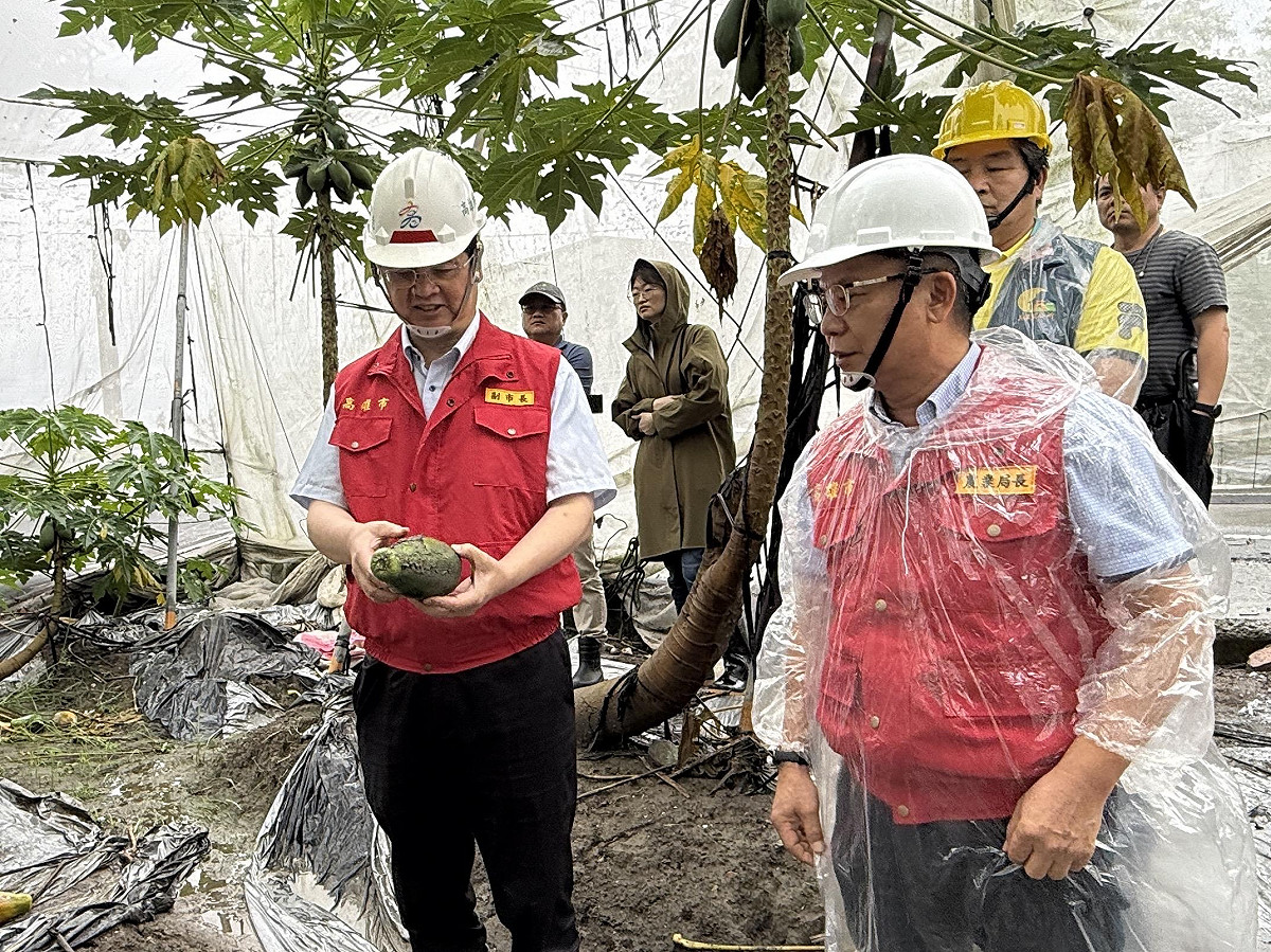副市長羅生(左)視察農損情形。 圖：高雄市政府/提供