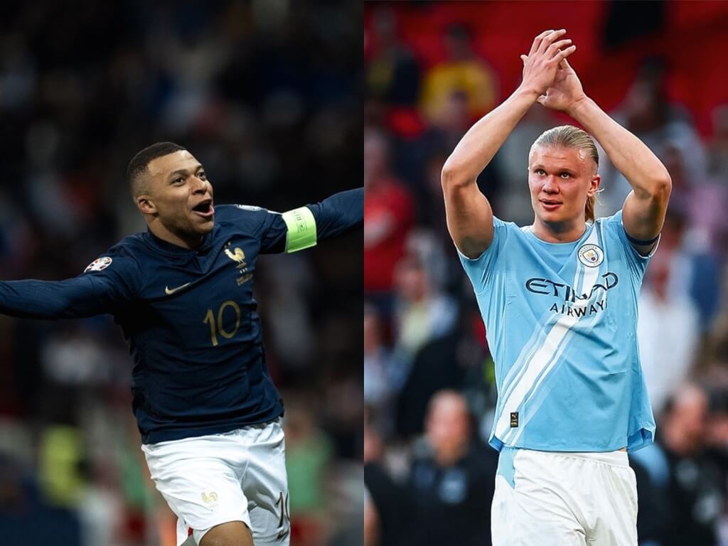 （左圖取自x.com/KMbappe，右圖取自x.com/ErlingHaaland）