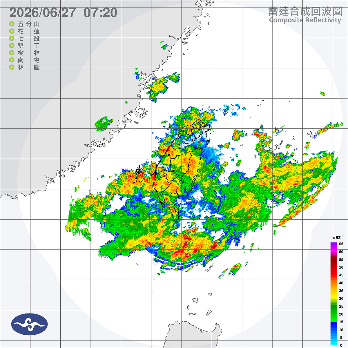 氣象署針對「南投縣、雲林縣、嘉義市、嘉義縣、台中市、彰化縣」發布大雷雨即時訊息，持續時間至08時40分止。 圖/氣象署