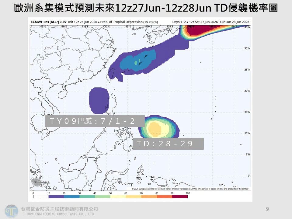 7月1日左右今年第九號颱風「巴威」有機會生成。 圖：取自賈新興臉書