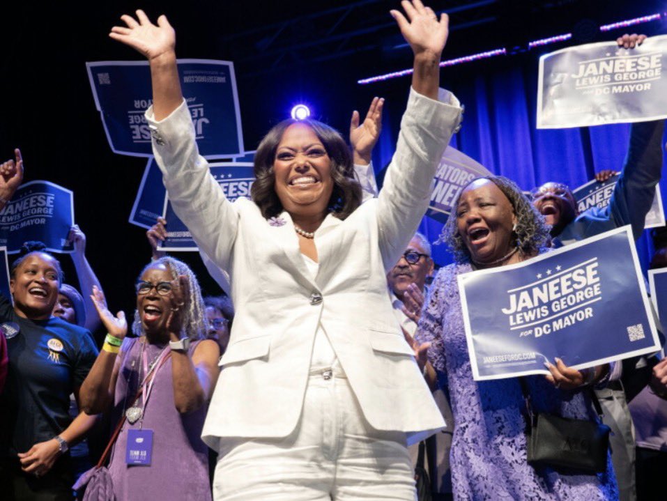 美國華盛頓特區市長候選人路易絲喬治（Janeese Lewis George），在民主黨初選中勝出。 圖：翻攝「X」@yunuserdolen