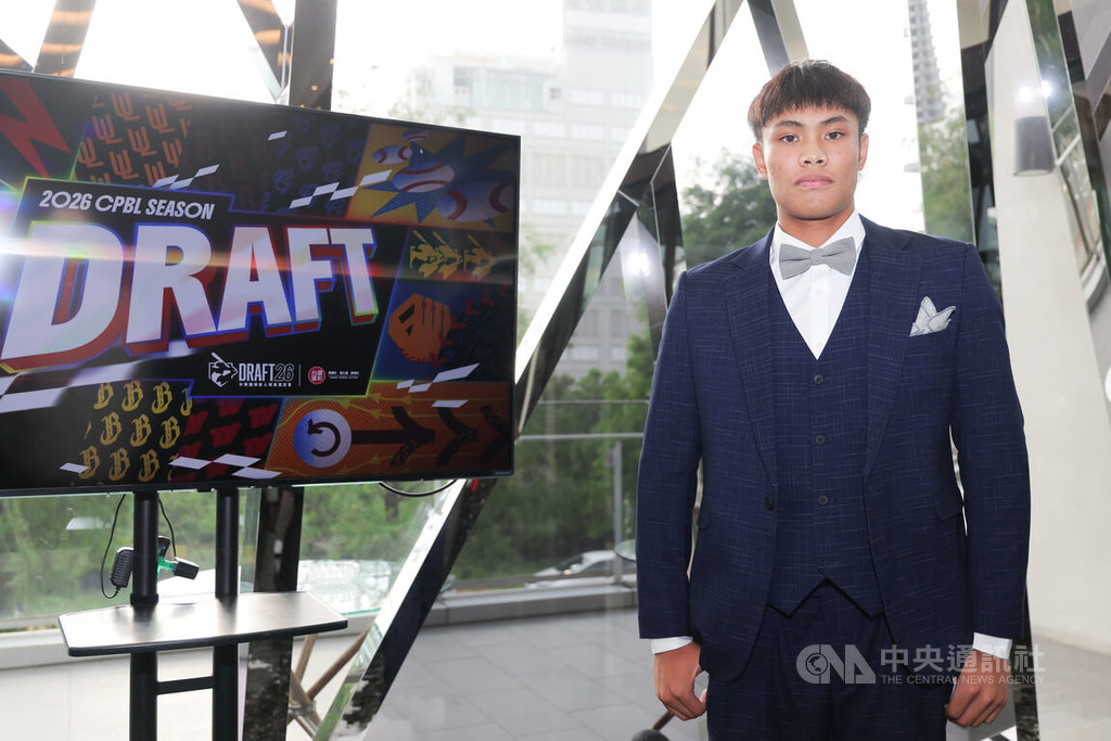 中華職棒選秀會29日登場，味全龍隊首輪指名運動能力突出的20歲外野手廖永詮（圖）當榜眼。中央社記者翁睿坤攝 115年6月29日