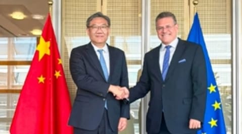 中國與歐盟貿易代表罕見發表聯合聲明。 圖 : 翻攝自環球網
