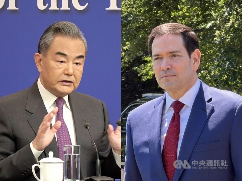美國國務卿盧比歐（右）和中國外交部長王毅（左）近日通話。（中央社檔案照片） 圖：中央社提供