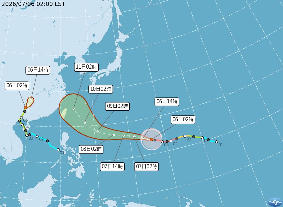 強颱巴威進逼！週五、週六影響最劇烈。  圖：氣象署提供