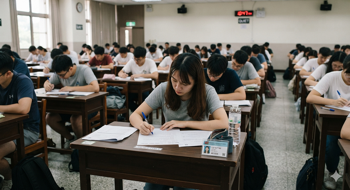 因應強颱「巴威」來襲，原訂7月11日至12日舉辦的115學年度大學分科測驗，基於考生與試務人員的安全考量，確定順延兩天。 圖：圖：Gemini_AI生成 / 張芸朗製