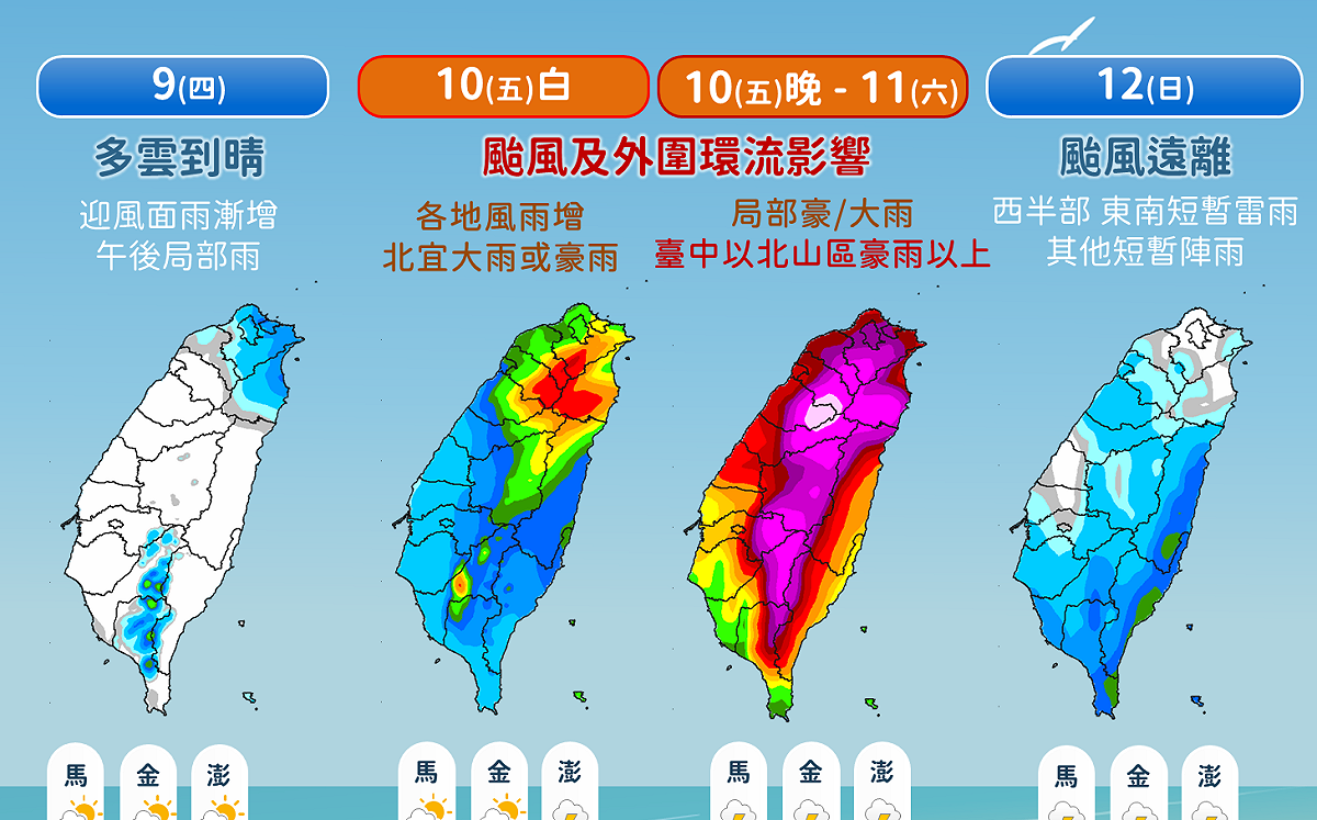 颱風週末強勢攪局！全台風雨時程出爐 氣象署：「這地區」恐迎劇烈降雨