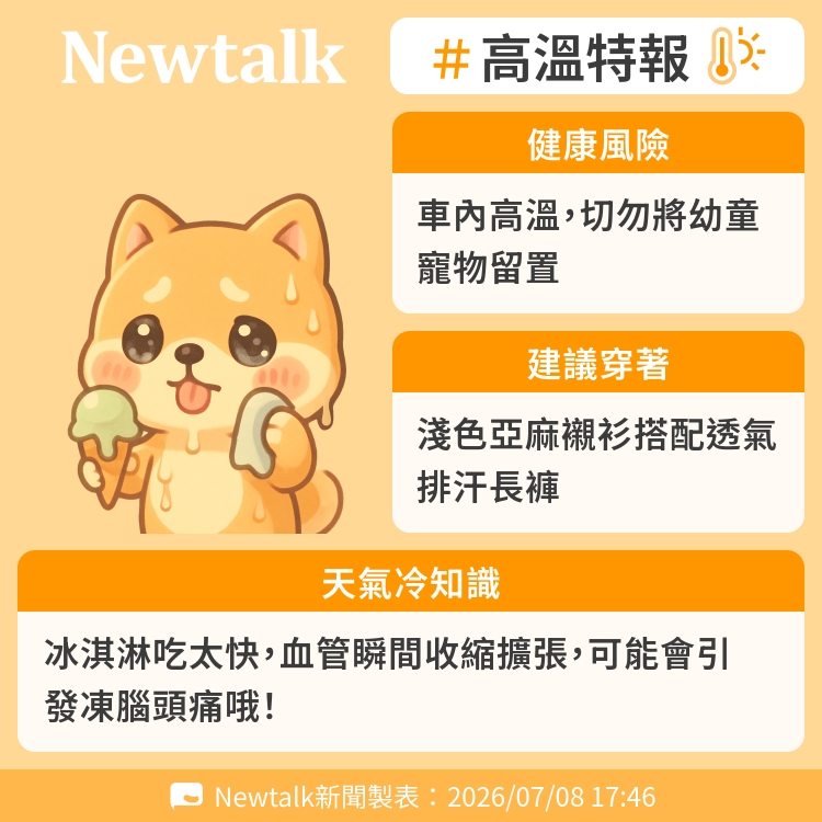 冰淇淋吃太快，血管瞬間收縮擴張，可能會引發凍腦頭痛哦！ 圖：Newtalk製表