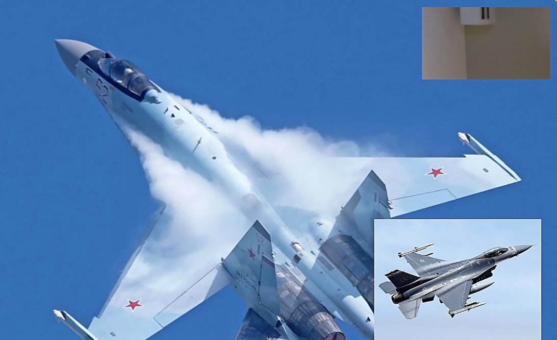 俄軍Su-35戰機穿出遭到烏軍 F-16 戰機擊落。 圖：翻攝自 X Visioner
