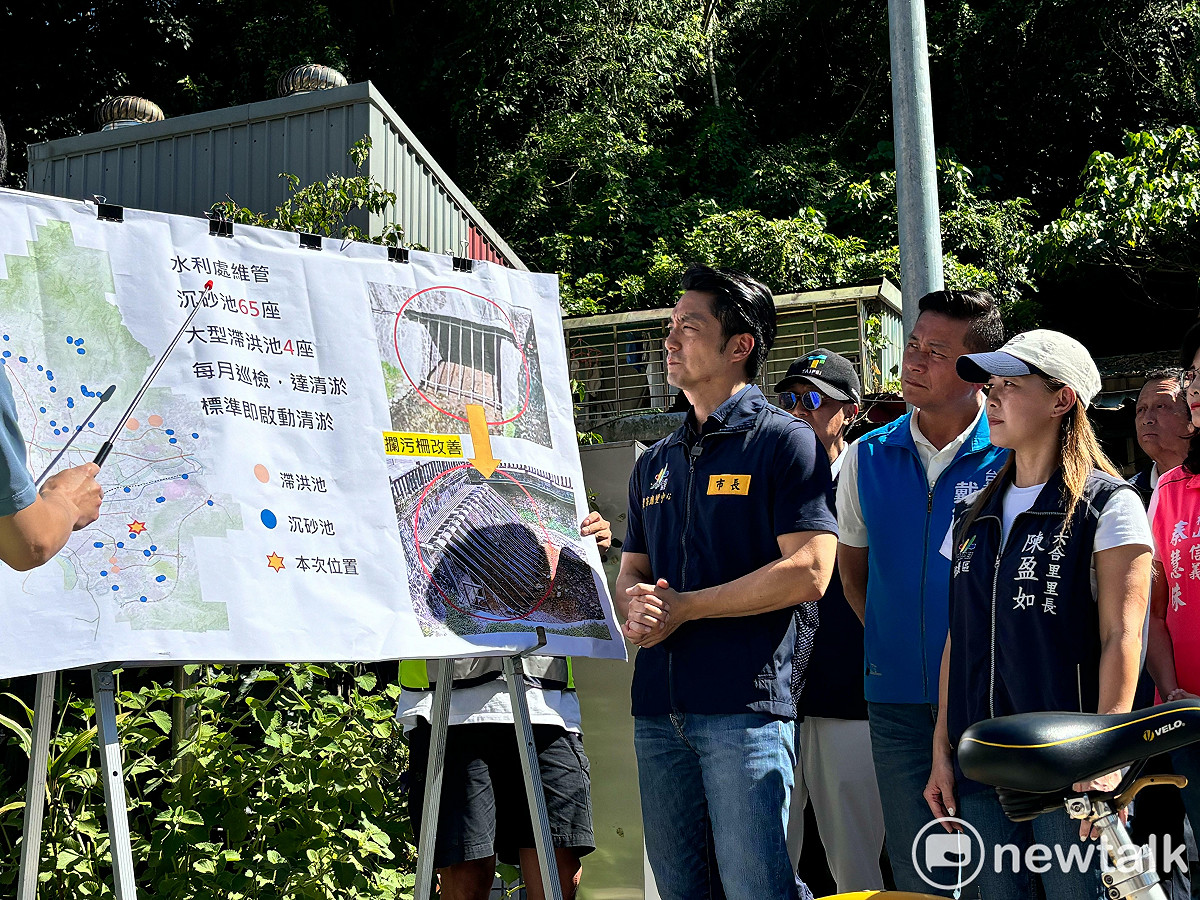 台北市長蔣萬安今視察信義路五段沉砂池。 圖：周煊惠 / 攝
