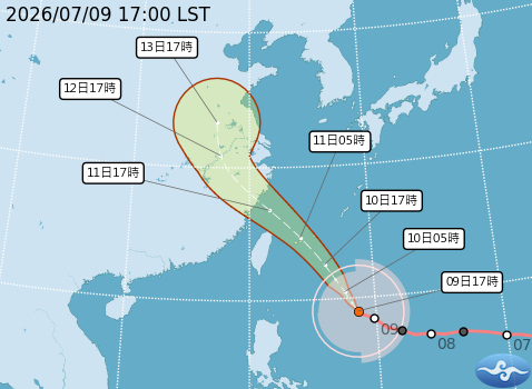 強颱巴威持續逼近台灣。 圖：中央氣象署