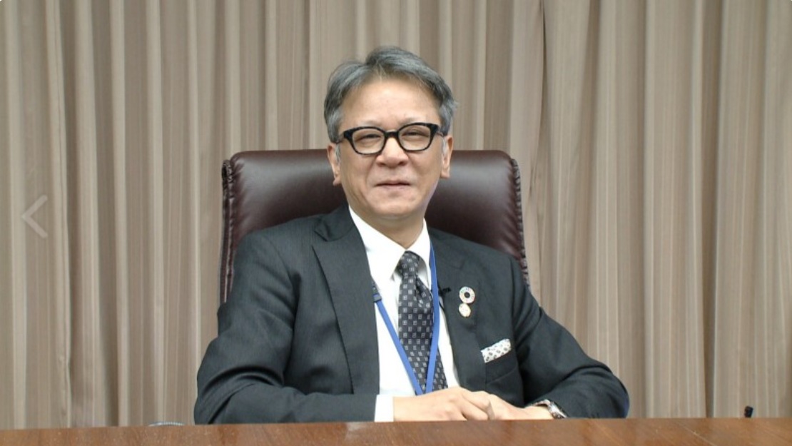 日本駐中國大使館首席公使橫地晃。圖為2020年9月任職日本台灣交流協會台北事務所前副代表主持會議留影。 圖：翻攝koryu.or.jp