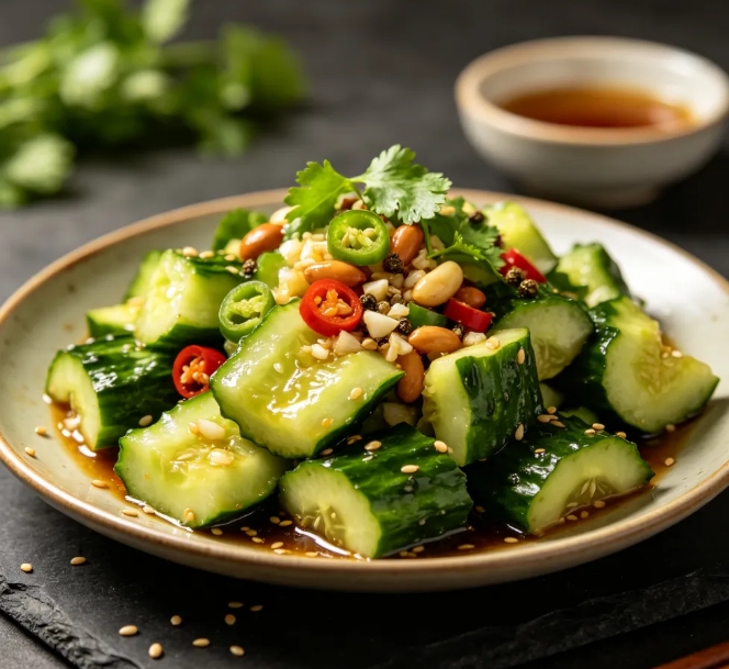 福建一名男子近日因食用自家種植的黃瓜涼拌菜中毒，出現腎衰竭現象。 圖 : AI生成
