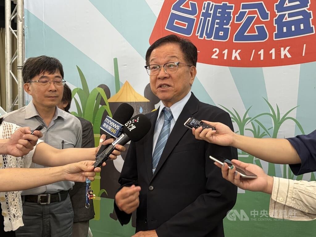 台糖14日舉辦「台糖慶80抽大獎 公益路跑接棒奔馳」記者會，台糖董事長吳明昌於會後接受媒體聯訪。中央社記者謝怡璇攝 115年7月14日
