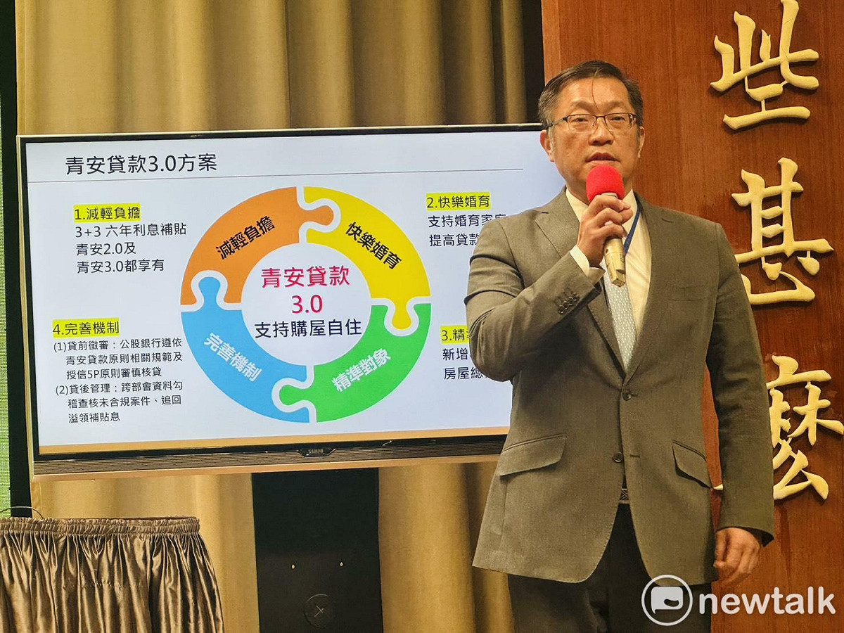 財政部國庫署長陳柏誠今（16）天列席行政院會後記者會說明青安貸款3.0方案。 圖：謝莉慧/攝