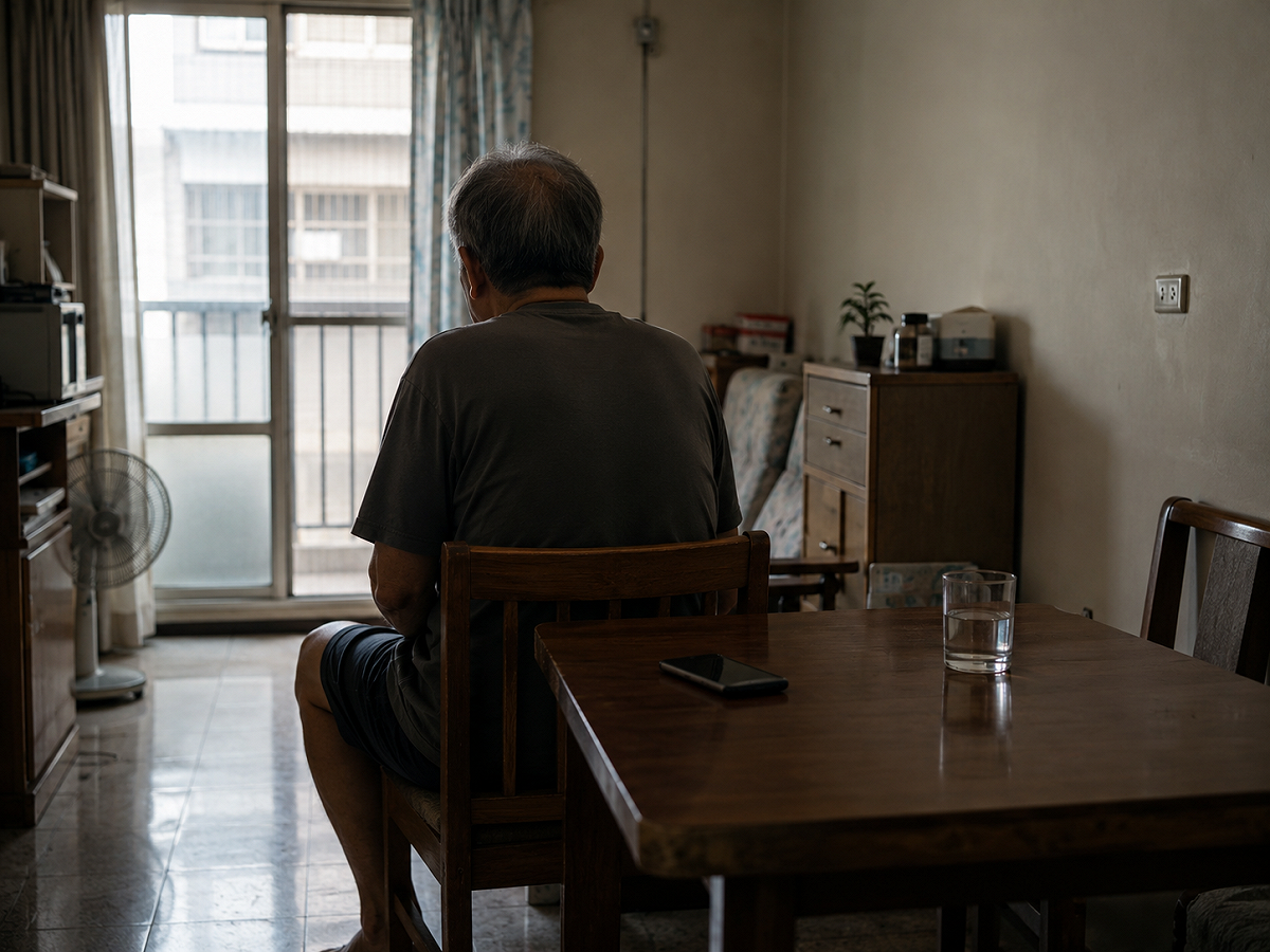資深藝人周麟住處猝逝，享壽73歲，再掀孤獨死議題。黃軒提醒，中壯年也可能因封閉與外界失聯。 圖：ChatGPT  AI 生成 / 曾郡秋 製
