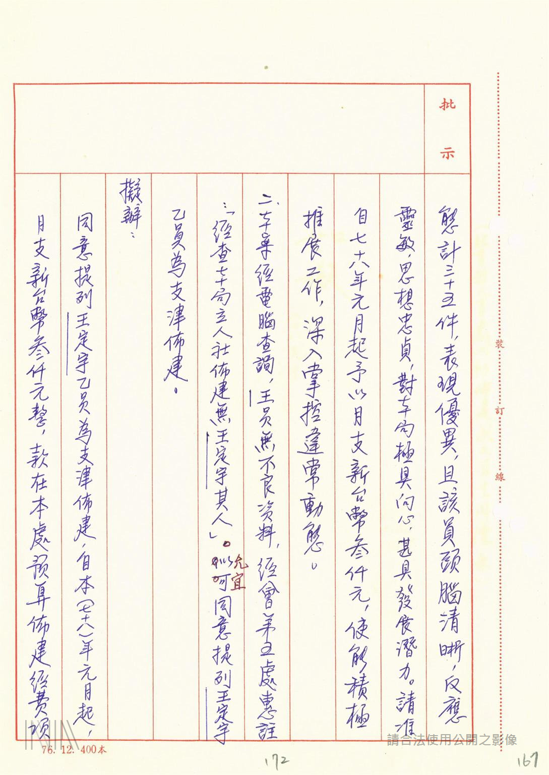 「法務部調查局諮詢人員綜合卷案」關於王定宇部分 圖：檔案局「法務部調查局諮詢人員綜合卷案」