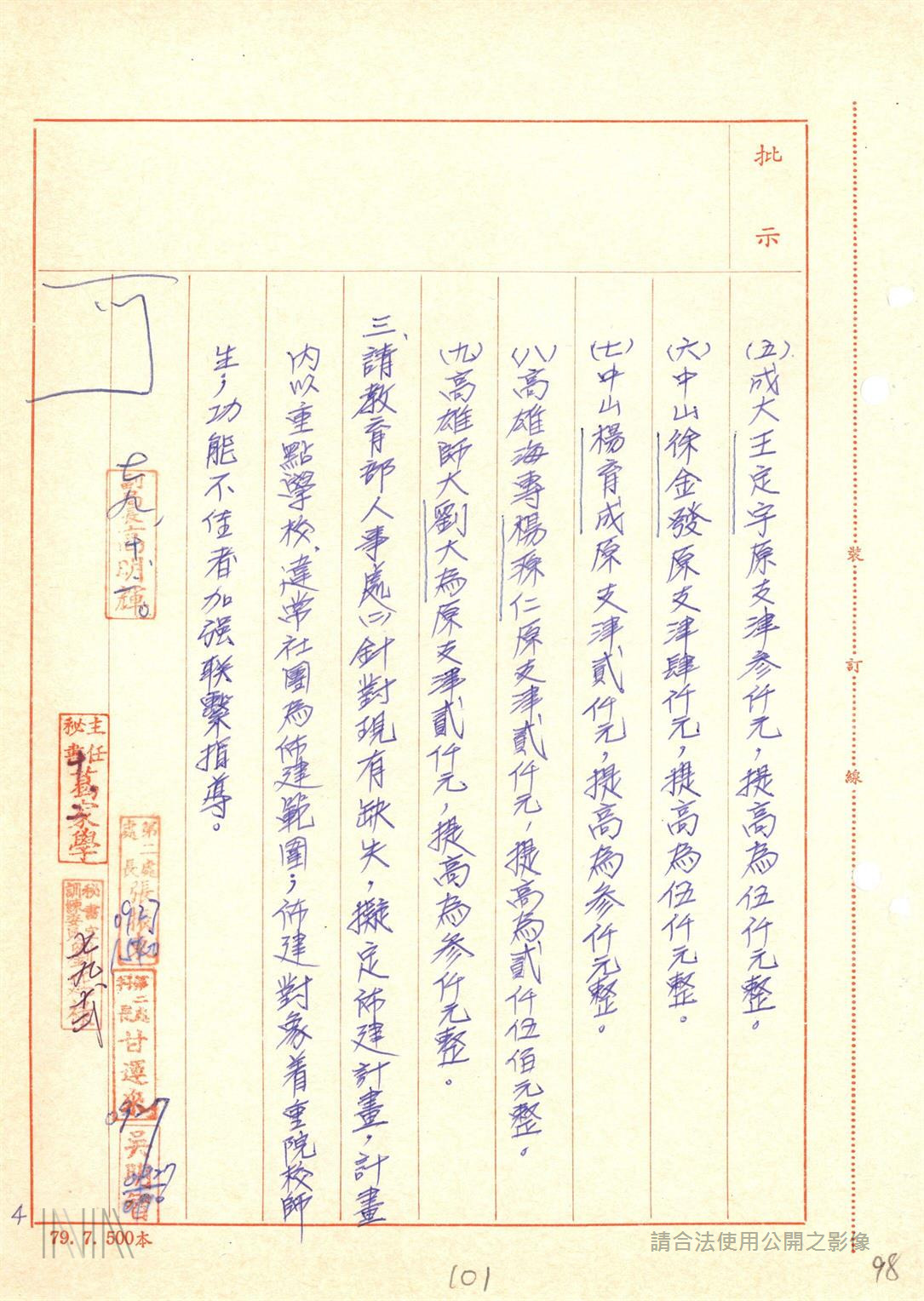 「（法務部調查局）79年佈建綜合卷案」出現王定宇部分 圖：檔案局「（法務部調查局）79年佈建綜合卷案」