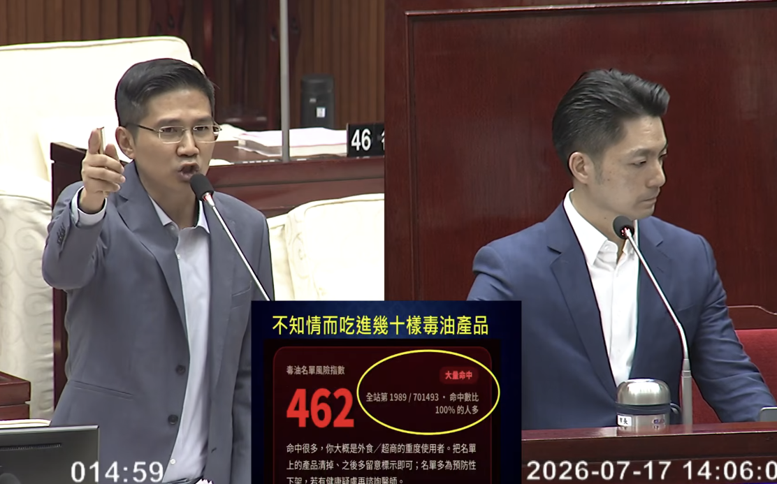 議會多人舉手中「毒油」 藍議員、蔣萬安再批吳崢發言傲慢、應受譴責