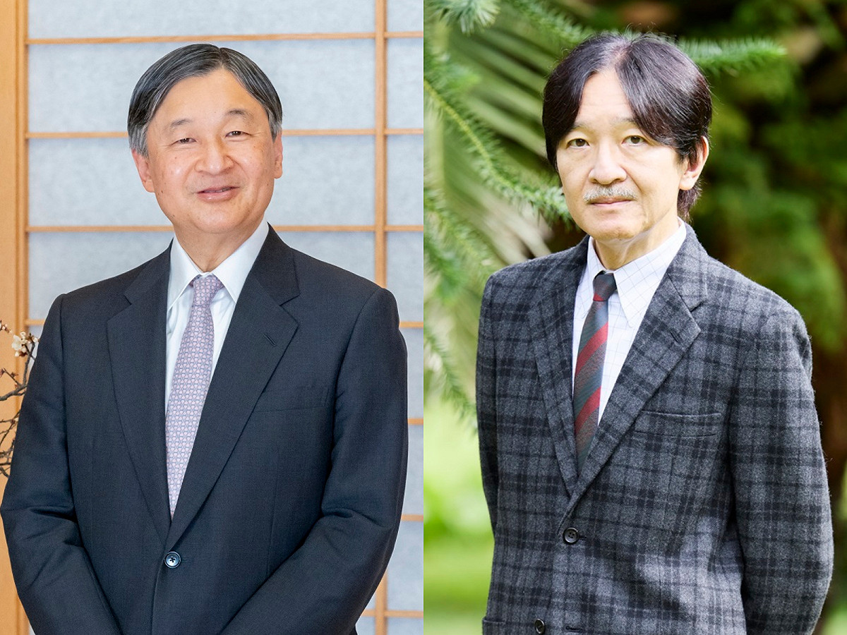 宮內廳也向德仁天皇（左）以及皇位繼承順位首位秋篠宮親王（右）報告《皇室典範》修法一事。 圖：翻攝自宮內廳官網