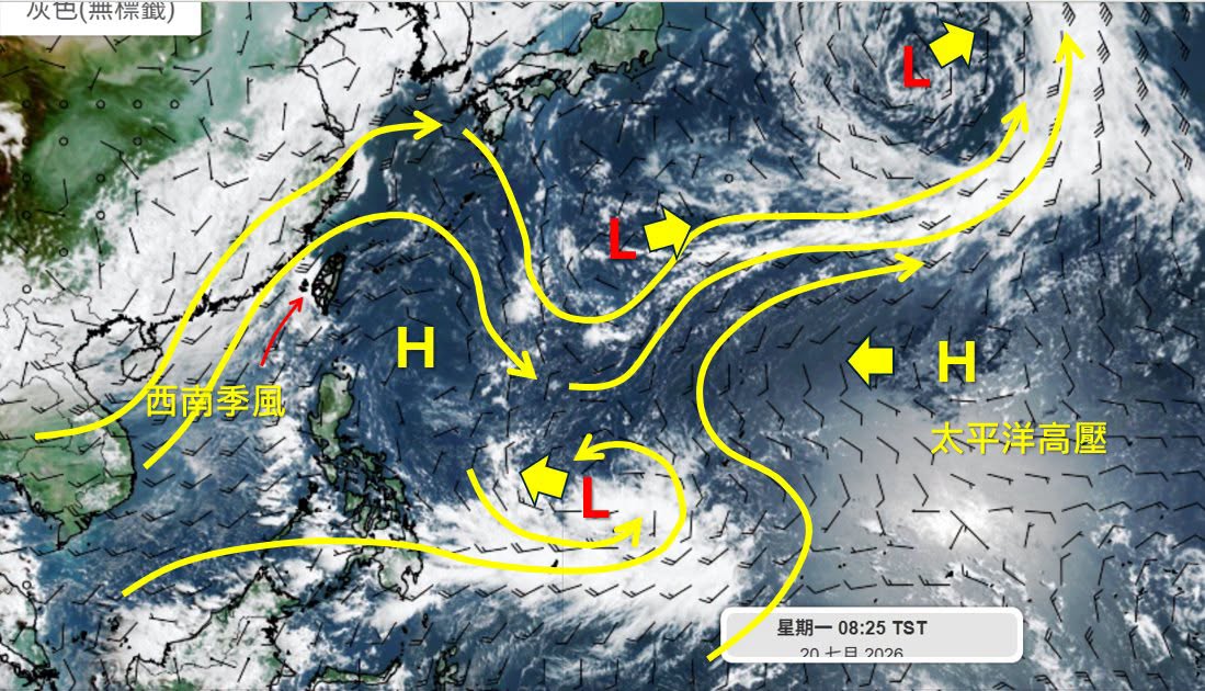吳聖宇指出，本週後半到週末期間應有熱帶性低氣壓或颱風要經過台灣以南，逐漸往南海東北部、廣東沿岸一帶移動。 圖：吳聖宇臉書