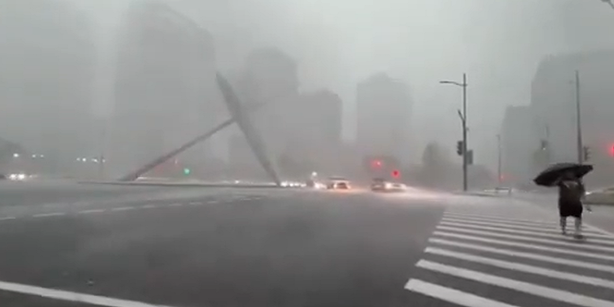 上海暴雨襲擊！楊浦區多條道路淹成汪洋：AI大會期間都市排水失靈？ 圖：翻攝自 X @whyyoutouzhele