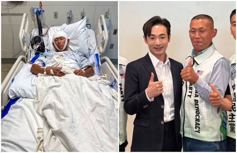 曾和八炯並肩抗議過鄭麗文舔共賣台的界立建，近日遭人痛毆，導致重傷昏迷。 圖：翻攝八炯書臉書