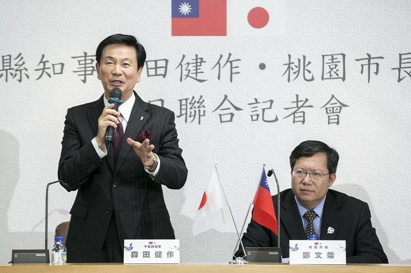 千葉縣森田知事表示，目前在台灣方面，有食品項目的相關進口限制，但他認為，包括千葉在內，日本的食物均沒有問題。 圖：桃園市政府提供