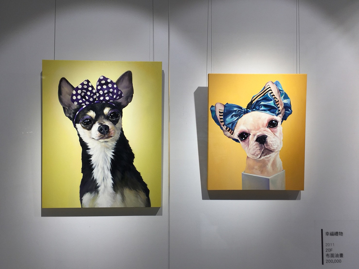 「狗道理‧非境之境 汪承恩創作個展」畫作主題都是可愛的狗狗。 中友百貨/提供