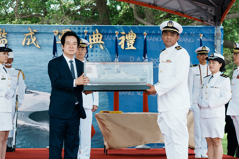 賴清德出席「海軍丹江軍艦成軍典禮」，並說明3意義。 圖：總統府提供