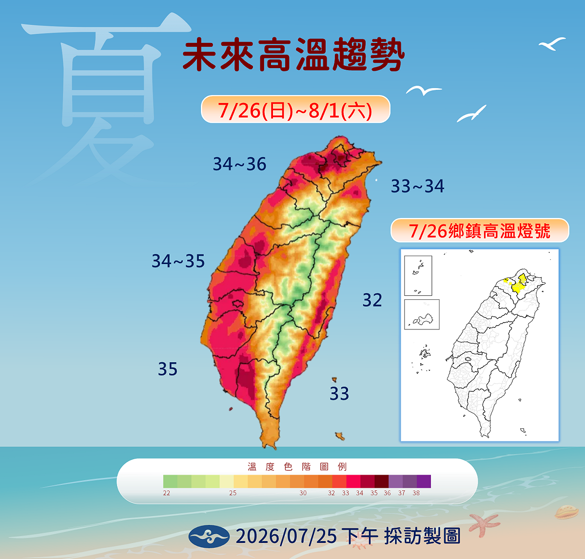 未來一週高溫趨勢。 圖：氣象署／提供