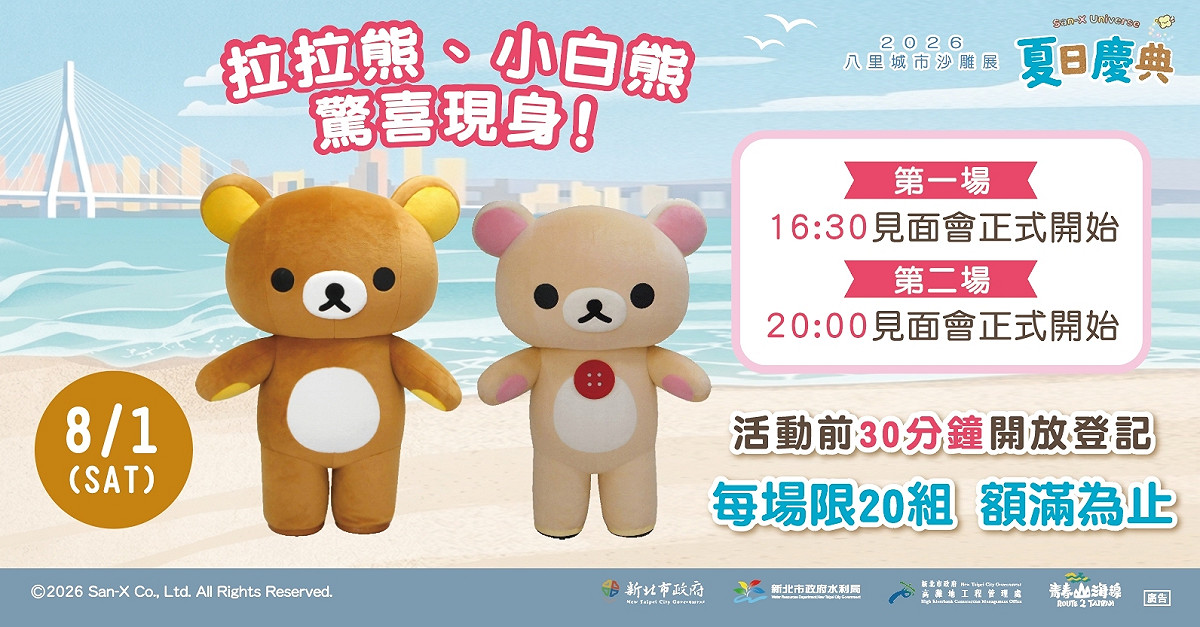 拉拉熊與小白熊將於開展當日驚喜現身。 圖：新北市政府高灘地工程管理處／提供
