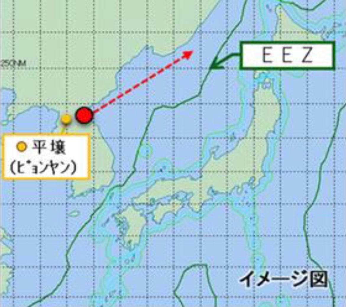 日本防衛省確認北韓12日向日本海方向發射彈道飛彈，於日本EEZ外落下。 圖：翻攝「X」@ModJapan_jp