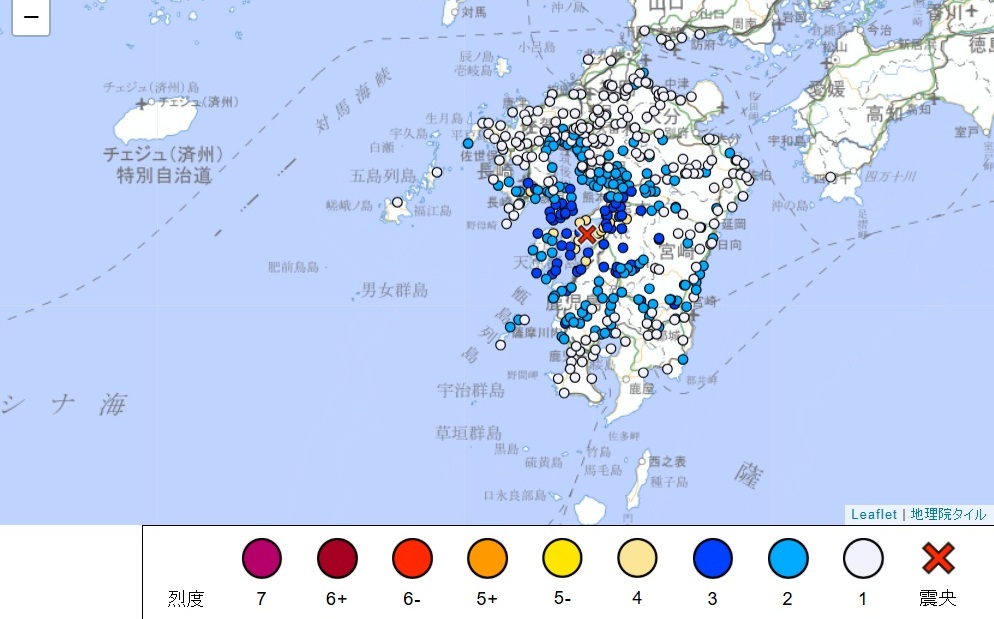 熊本餘震再起！震源深度10公里、規模4.9 紀錄累計逾600次